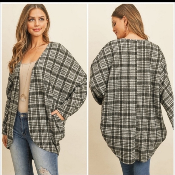 Sweaters - New Caccoon Plaid Style Cardigan